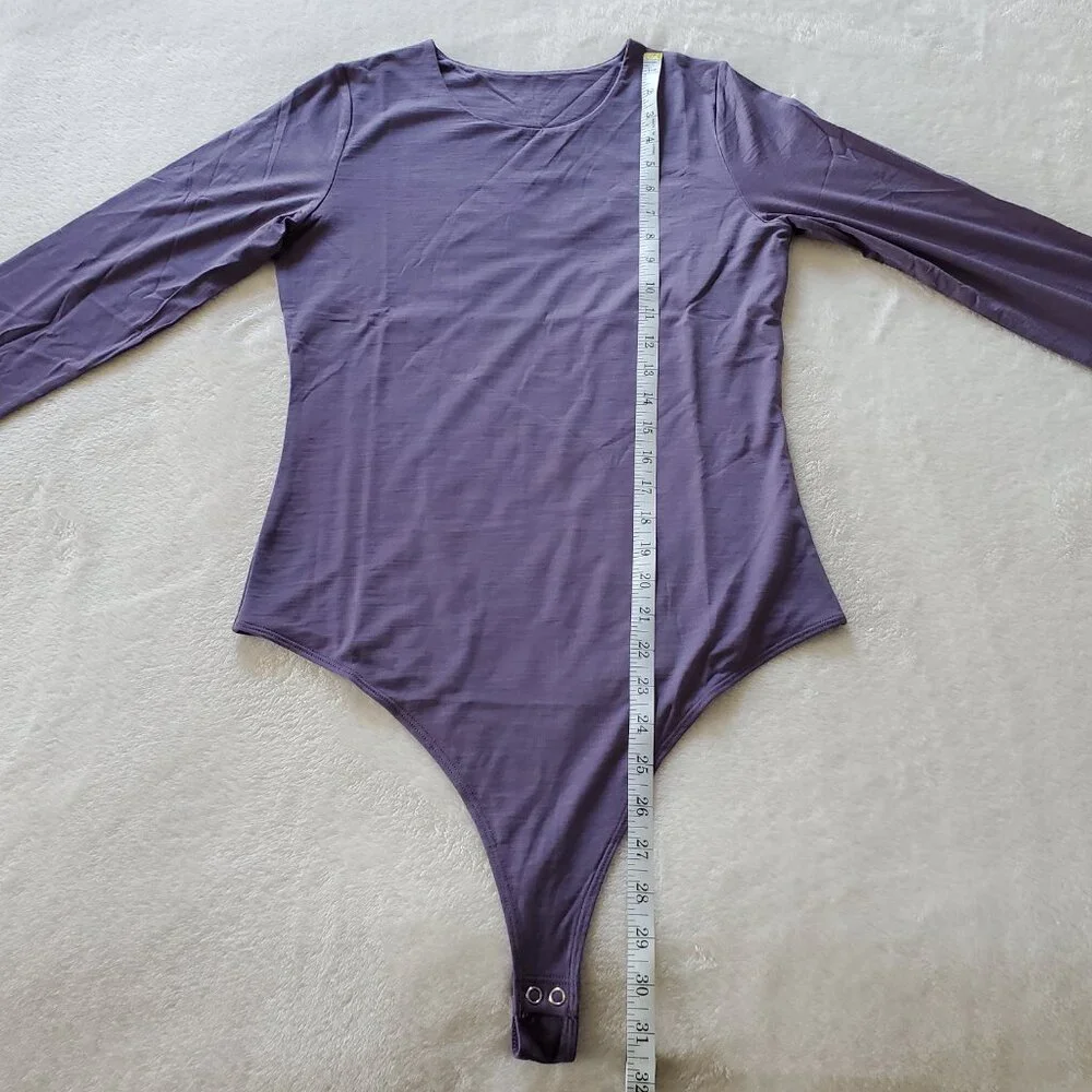 Woolx Sophia Bodysuit Merino Wool Blend Purple Small - Picture 7 of 10